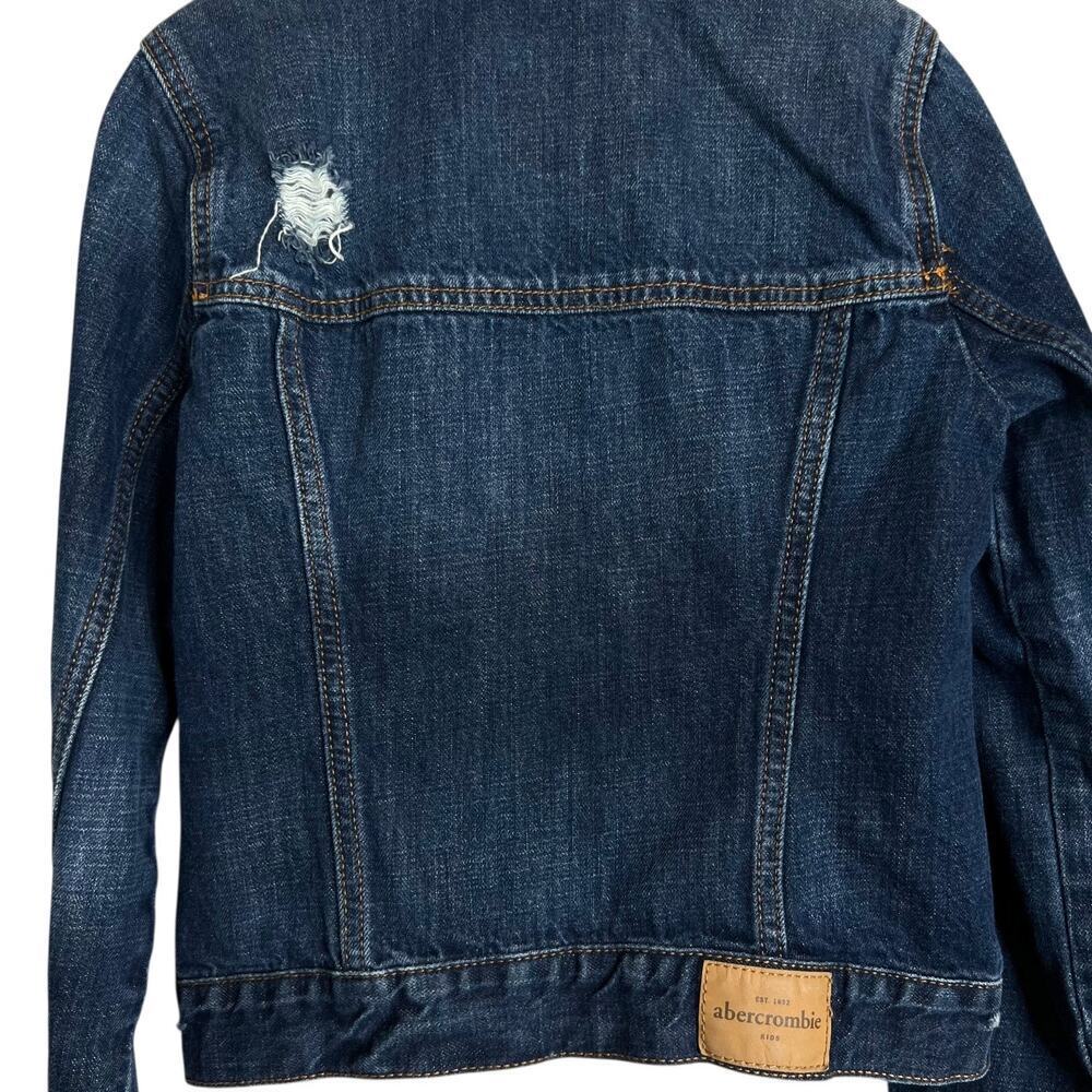 Abercrombie Kids Distressed Denim Jean Jacket Blue Trucker Style Big Girl 9/10 - Picture 4 of 7